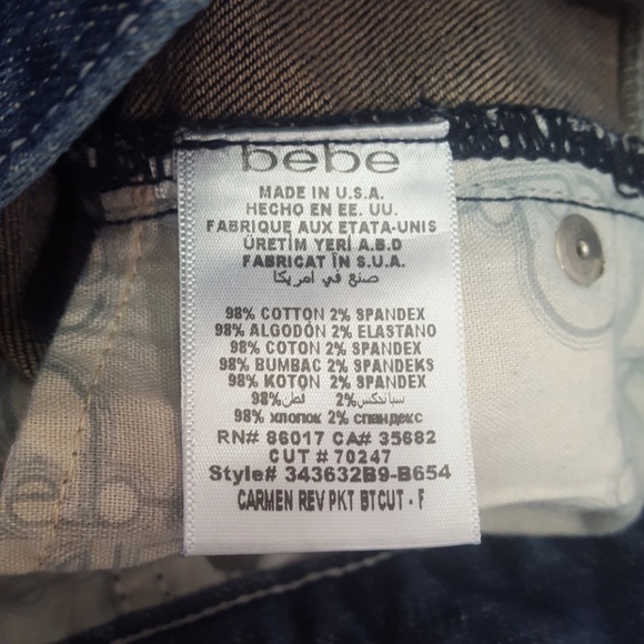 BEBE WOMEN'S BOOT CUT JEANS 31 Low Rise Bling Rear - Picture 4 of 8